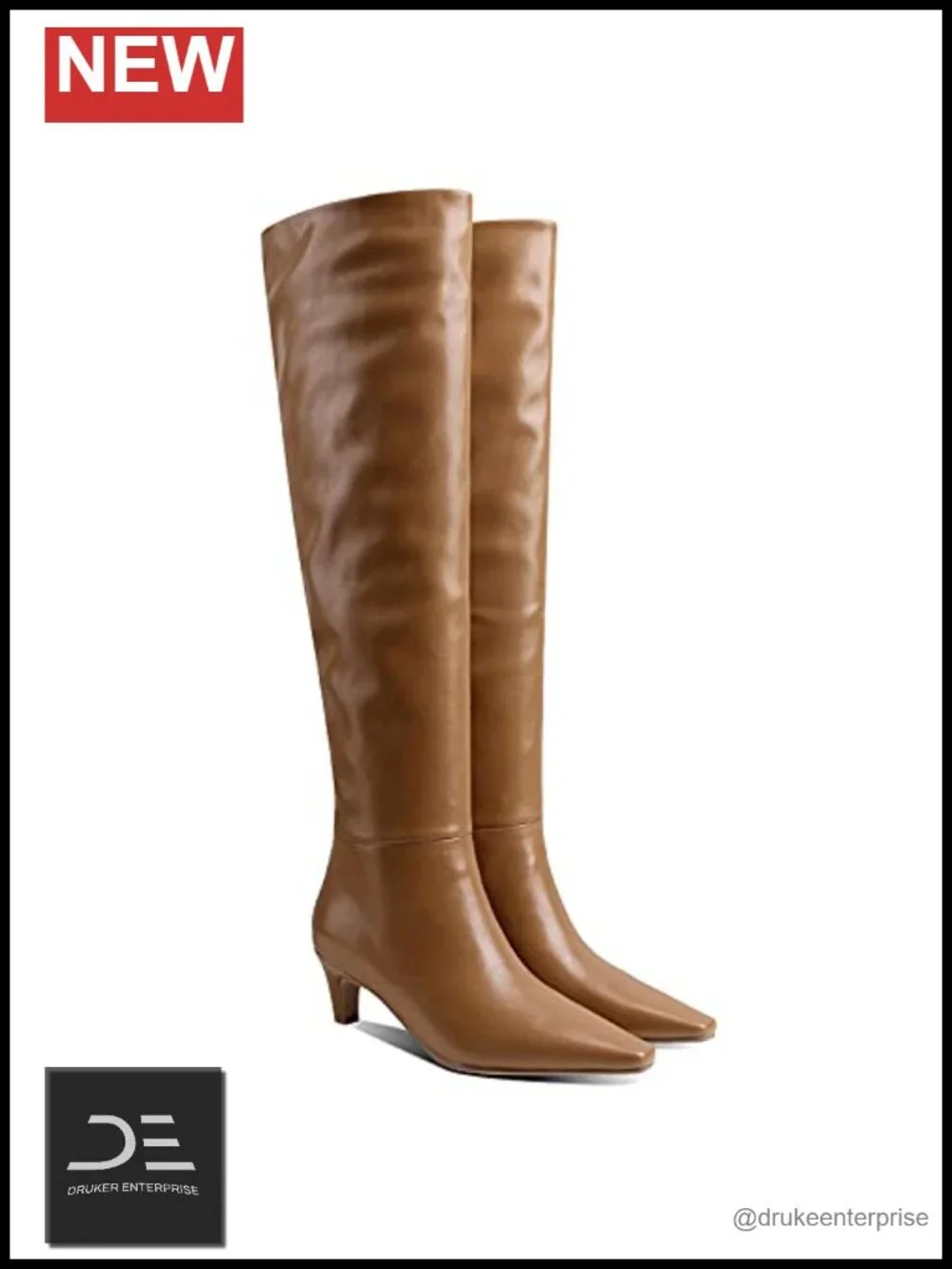 Women's Slouch Over the Knee Kitten Heel Boots Square Toe Synthetic Leather